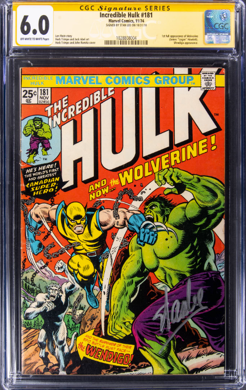 Incredible Hulk #181 – CGC Signature Series 6.0 – 1974 Marvel 1st Full Wolverine Signed by Stan Lee