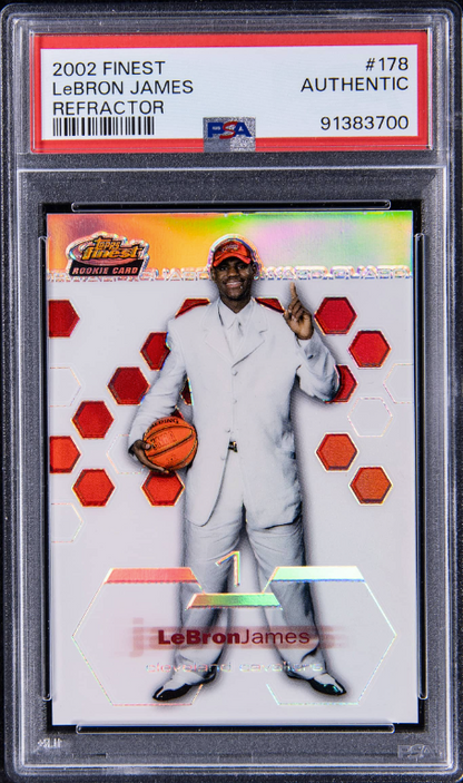 2002-03 Topps Finest Refractor #178 LeBron James - PSA Authentic