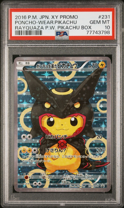 2016 Pokemon Japanese XY Promo Rayquaza #231 Poncho-Wearing Pikachu PSA 10