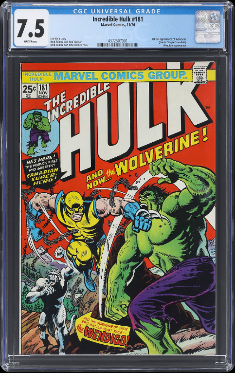 Incredible Hulk #181 - CGC 7.5 - 1974 Marvel First Full Appearance of Wolverine