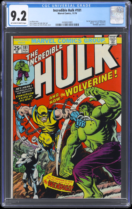 Incredible Hulk #181 CGC 9.2 - 1974 Marvel 1st Full Appearance of Wolverine